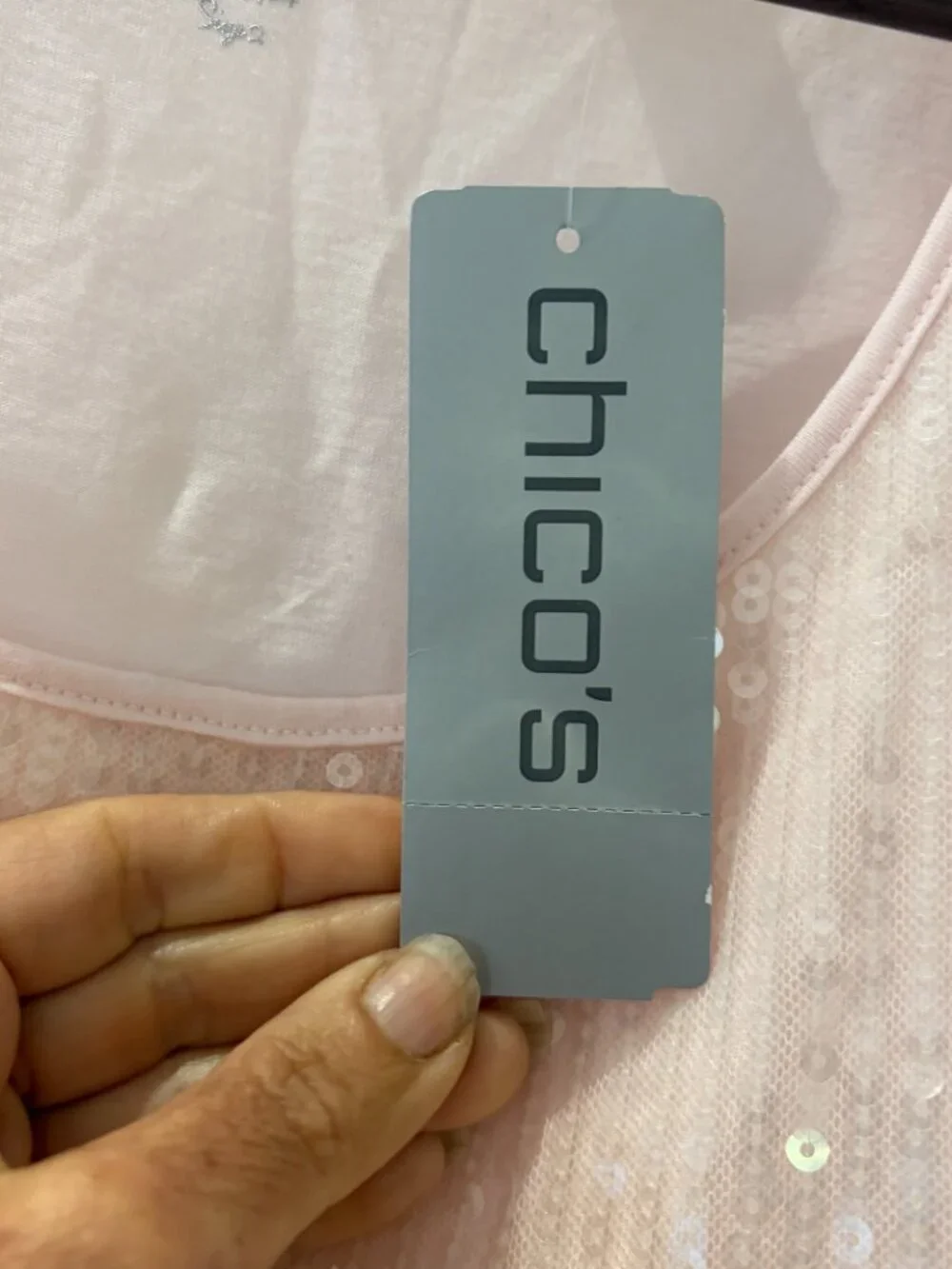 Chico's Ombre Pink Sequin Tank Top Size 2 Medium NWT - Picture 5 of 9